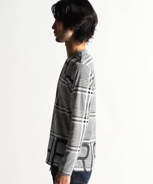 HIDEAWAYS NICOLE（ハイダウェイニコル）の「ビッグロゴ長袖Tシャツ（Tシャツ/カットソー・メンズ・チェック/オフホワイト/アッシュグレー/ブラック・MEDIUM/LARGE/X-LARGE）」の7枚目の写真