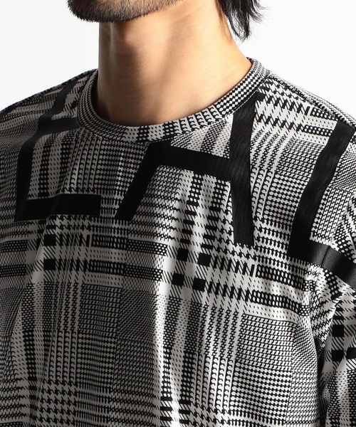 HIDEAWAYS NICOLE（ハイダウェイニコル）の「ビッグロゴ長袖Tシャツ（Tシャツ/カットソー・メンズ・チェック/オフホワイト/アッシュグレー/ブラック・MEDIUM/LARGE/X-LARGE）」の8枚目の写真