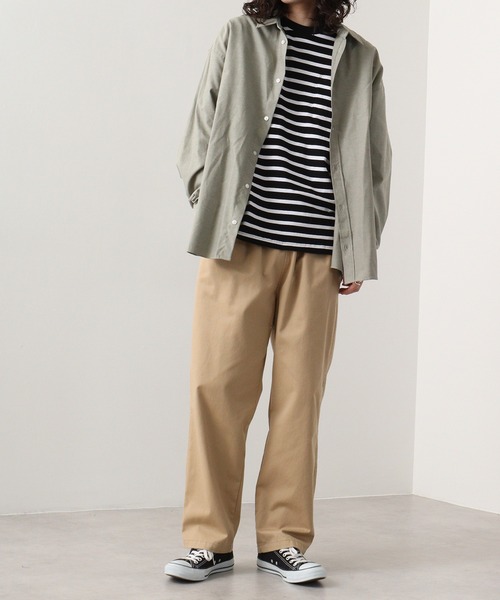 FUNALIVE（ファンアライブ）の「fabric oversized shirt / 布帛オーバーサイズシャツ unisex（シャツ/ブラウス・メンズ・ネイビー×ホワイト/ホワイト/サックスブルー/グレー×ホワイト/カーキ/ベージュ/チャコール・M/L）」の18枚目の写真