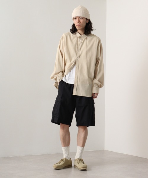 FUNALIVE（ファンアライブ）の「fabric oversized shirt / 布帛オーバーサイズシャツ unisex（シャツ/ブラウス・メンズ・ネイビー×ホワイト/ホワイト/サックスブルー/グレー×ホワイト/カーキ/ベージュ/チャコール・M/L）」の13枚目の写真