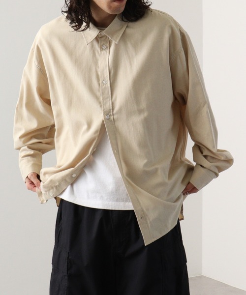 FUNALIVE（ファンアライブ）の「fabric oversized shirt / 布帛オーバーサイズシャツ unisex（シャツ/ブラウス・メンズ・ネイビー×ホワイト/ホワイト/サックスブルー/グレー×ホワイト/カーキ/ベージュ/チャコール・M/L）」の9枚目の写真