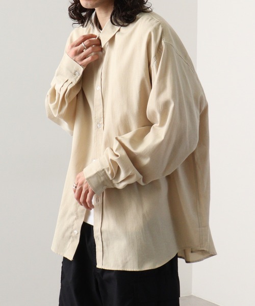 FUNALIVE（ファンアライブ）の「fabric oversized shirt / 布帛オーバーサイズシャツ unisex（シャツ/ブラウス・メンズ・ネイビー×ホワイト/ホワイト/サックスブルー/グレー×ホワイト/カーキ/ベージュ/チャコール・M/L）」の10枚目の写真
