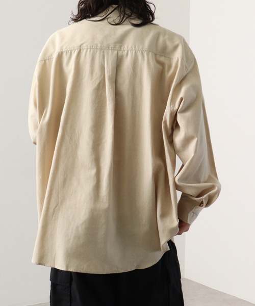 FUNALIVE（ファンアライブ）の「fabric oversized shirt / 布帛オーバーサイズシャツ unisex（シャツ/ブラウス・メンズ・ネイビー×ホワイト/ホワイト/サックスブルー/グレー×ホワイト/カーキ/ベージュ/チャコール・M/L）」の11枚目の写真
