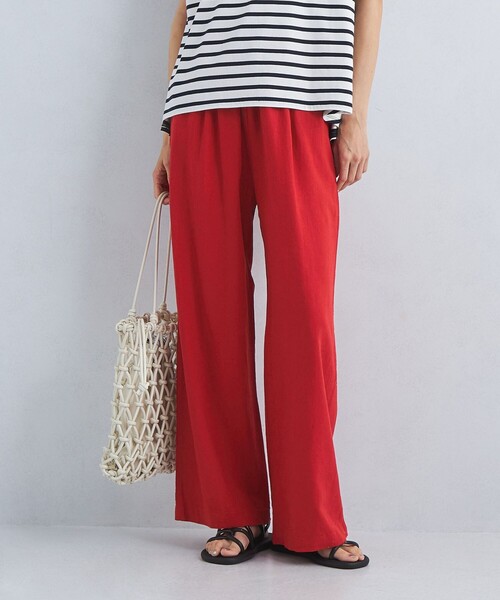 green label relaxing（グリーンレーベルリラクシング）の「［size SHORT/TALLあり］BREEZE LINEN ブリーズリネン ワイド パンツ（その他パンツ・レディース・ケリー/その他1/その他2/ブラック/その他3/ベージュ/レッド・SHORT/34/36/38/40/42/TALL/44）」の4枚目の写真