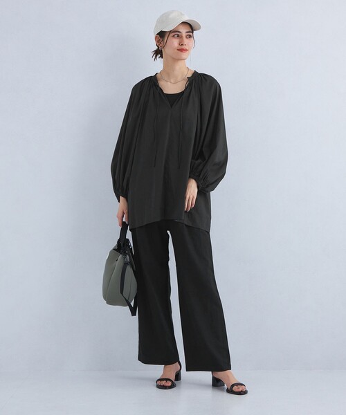 green label relaxing（グリーンレーベルリラクシング）の「［size SHORT/TALLあり］BREEZE LINEN ブリーズリネン ワイド パンツ（その他パンツ・レディース・ケリー/その他1/その他2/ブラック/その他3/ベージュ/レッド・SHORT/34/36/38/40/42/TALL/44）」の16枚目の写真