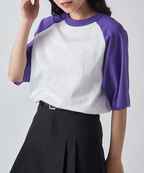 United Athle（ユナイテッドアスレ）の「【United Athle】5.6オンス ラグランTシャツ 半袖 5041（Tシャツ/カットソー・メンズ・アイボリー系1/ホワイト×パープル/ライトグレー系2/アイボリー系2/ホワイト×ブラック/ライトグレー系1/ライトグレー系3・M/XL/L）」の2枚目の写真