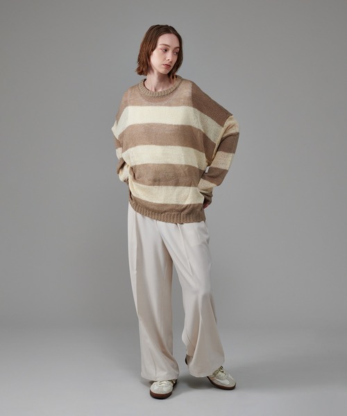 セール】BORDER MESH SHEER KNIT / ボーダーメッシュシアー