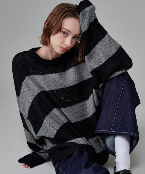 ONCILY（オンシェリー）の「BORDER MESH SHEER KNIT / ボーダー