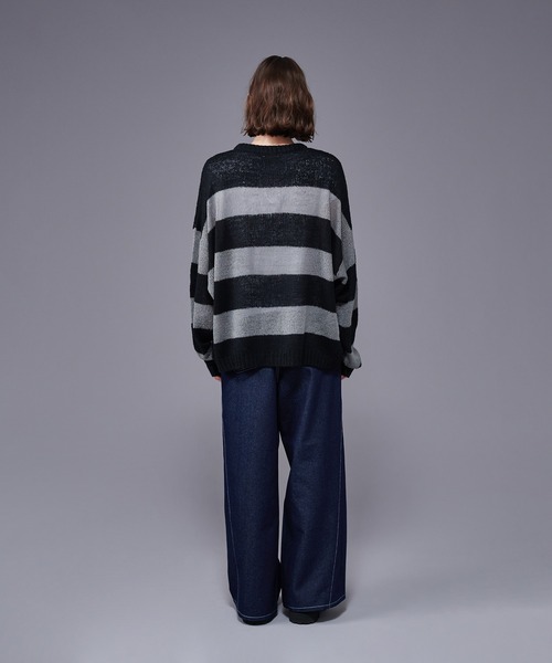 セール】BORDER MESH SHEER KNIT / ボーダーメッシュシアー
