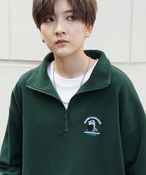 ILL'S（イルズ）の「ワンポイント刺繍ロゴ ビリヤード / ダイス / おじ刺繍 / デイリーウォーキング ビッグシルエット プルオーバーハーフジップスウェット カットソー ユニセックス【ILL'S】（スウェット・メンズ・グレー系その他3/グレー系その他4/グレー系その他5/ベージュ/グリーン系その他/グリーン/グレー系その他7/ベージュ系その他/グレー系1/ブラック系その他/グレー系その他6/グレー系/ブラック系その他3/グレー系その他/ブラック/ブラック系その他2/グレー系その他2/グレー・M/L/XL）」の18枚目の写真