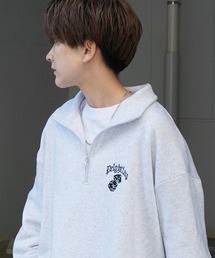 ILL'S | ワンポイント刺繍ロゴ ビリヤード / ダイス / おじ刺繍 / デイリーウォーキング ビッグシルエット プルオーバーハーフジップスウェット カットソー ユニセックス【ILL'S】(スウェット)