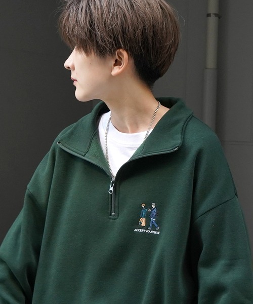 ILL'S（イルズ）の「ワンポイント刺繍ロゴ ビリヤード / ダイス / おじ刺繍 / デイリーウォーキング ビッグシルエット プルオーバーハーフジップスウェット カットソー ユニセックス【ILL'S】（スウェット・メンズ・グレー系その他3/グレー系その他4/グレー系その他5/ベージュ/グリーン系その他/グリーン/グレー系その他7/ベージュ系その他/グレー系1/ブラック系その他/グレー系その他6/グレー系/ブラック系その他3/グレー系その他/ブラック/ブラック系その他2/グレー系その他2/グレー・M/L/XL）」の17枚目の写真