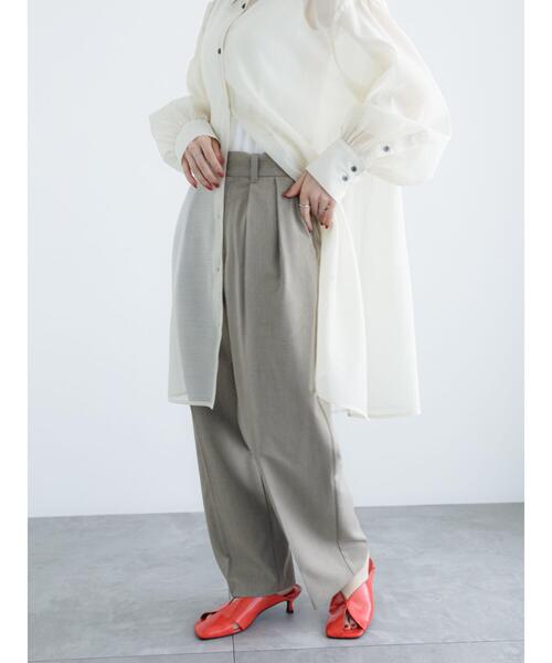 Te chichi（テチチ）の「ダブルタックワイドスラックスパンツ（セットアップ可）（その他パンツ・レディース・カーキ/ベージュ・M/S）」の4枚目の写真