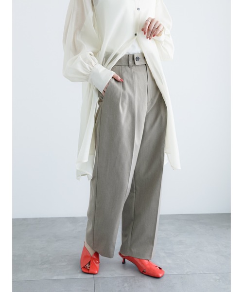 Te chichi（テチチ）の「ダブルタックワイドスラックスパンツ（セットアップ可）（その他パンツ・レディース・カーキ/ベージュ・M/S）」の2枚目の写真