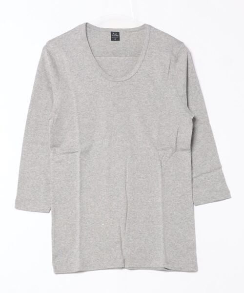 VIBGYOR(ヴィブジョー)の「フライス 7分袖 Uネック メランジ&ソリッドフライス(Tシャツ/カットソー・メンズ・杢グレー/霜降りグレー/チャコールグレー/ブラック/ワイン/ホワイト/ダークブルー・LARGE/MEDIUM)」の5枚目の写真