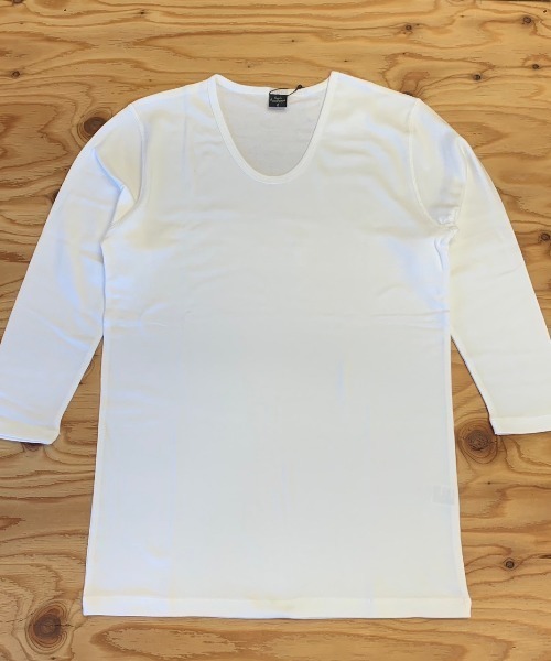 VIBGYOR(ヴィブジョー)の「フライス 7分袖 Uネック メランジ&ソリッドフライス(Tシャツ/カットソー・メンズ・杢グレー/霜降りグレー/チャコールグレー/ブラック/ワイン/ホワイト/ダークブルー・LARGE/MEDIUM)」の11枚目の写真