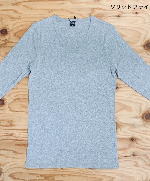 VIBGYOR(ヴィブジョー)の「フライス 7分袖 Uネック メランジ&ソリッドフライス(Tシャツ/カットソー・メンズ・杢グレー/霜降りグレー/チャコールグレー/ブラック/ワイン/ホワイト/ダークブルー・LARGE/MEDIUM)」の22枚目の写真