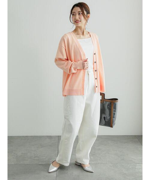 Te chichi（テチチ）の「12G天竺Vネックミドルカーディガン（カーディガン/ボレロ・レディース・ブラック/シルバー/オフホワイト/ピンク・F）」の7枚目の写真