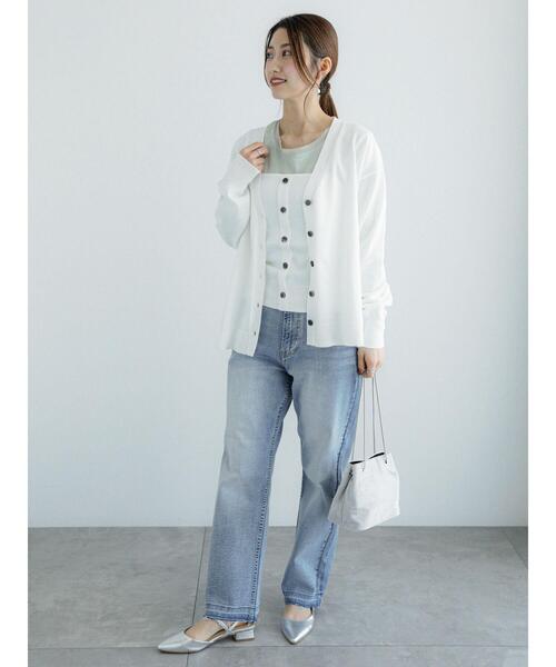 Te chichi（テチチ）の「12G天竺Vネックミドルカーディガン（カーディガン/ボレロ・レディース・ブラック/シルバー/オフホワイト/ピンク・F）」の13枚目の写真