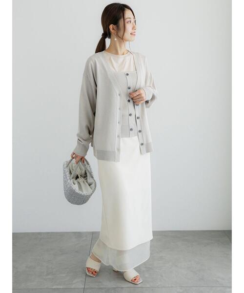 Te chichi（テチチ）の「12G天竺Vネックミドルカーディガン（カーディガン/ボレロ・レディース・ブラック/シルバー/オフホワイト/ピンク・F）」の16枚目の写真