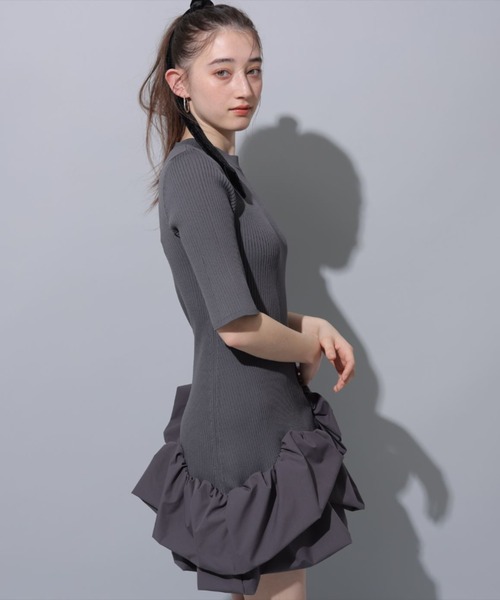 リランドチュール　ラッフルヘムミニニットワンピース Rirandture（リランドチュール）の「ラッフルヘムミニニット
