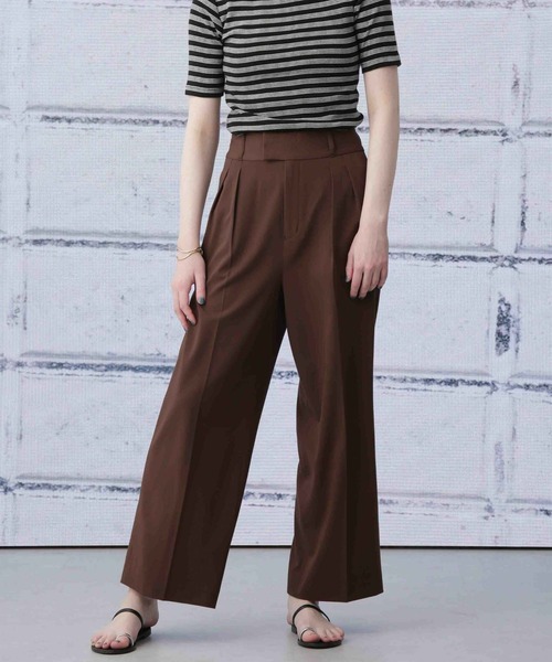 Apo(s)ture(アポスチャー)の「ARIA-008/ギャバストレッチハイウエストワイドパンツ(スラックス・レディース・グレー/ブラック/ベージュ/ブラウン・XS/S/M/L/XL)」の4枚目の写真