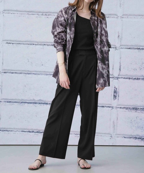 Apo(s)ture(アポスチャー)の「ARIA-008/ギャバストレッチハイウエストワイドパンツ(スラックス・レディース・グレー/ブラック/ベージュ/ブラウン・XS/S/M/L/XL)」の2枚目の写真