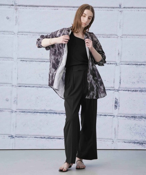 Apo(s)ture(アポスチャー)の「ARIA-008/ギャバストレッチハイウエストワイドパンツ(スラックス・レディース・グレー/ブラック/ベージュ/ブラウン・XS/S/M/L/XL)」の6枚目の写真