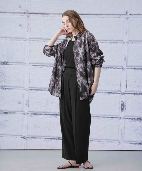 Apo(s)ture(アポスチャー)の「ARIA-008/ギャバストレッチハイウエストワイドパンツ(スラックス・レディース・グレー/ブラック/ベージュ/ブラウン・XS/S/M/L/XL)」の8枚目の写真