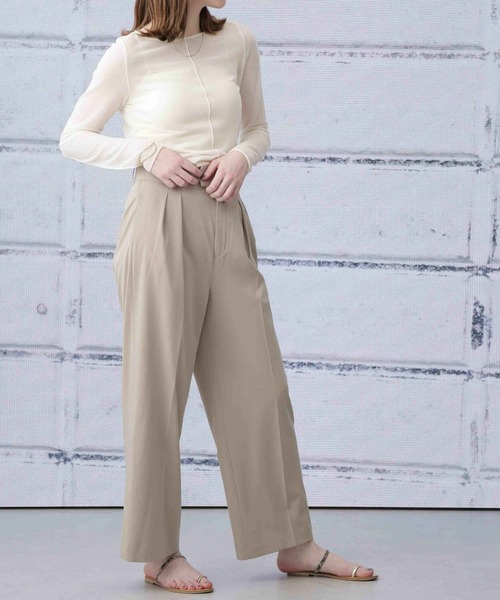 Apo(s)ture(アポスチャー)の「ARIA-008/ギャバストレッチハイウエストワイドパンツ(スラックス・レディース・グレー/ブラック/ベージュ/ブラウン・XS/S/M/L/XL)」の11枚目の写真