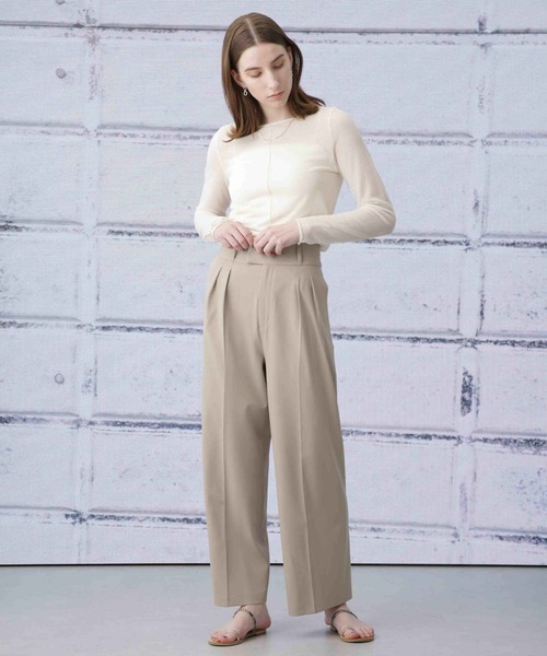 Apo(s)ture(アポスチャー)の「ARIA-008/ギャバストレッチハイウエストワイドパンツ(スラックス・レディース・グレー/ブラック/ベージュ/ブラウン・XS/S/M/L/XL)」の12枚目の写真