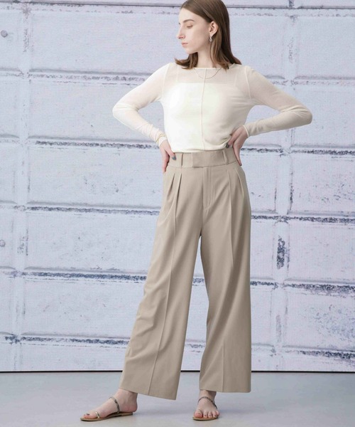 Apo(s)ture(アポスチャー)の「ARIA-008/ギャバストレッチハイウエストワイドパンツ(スラックス・レディース・グレー/ブラック/ベージュ/ブラウン・XS/S/M/L/XL)」の15枚目の写真