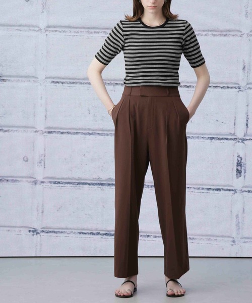 Apo(s)ture(アポスチャー)の「ARIA-008/ギャバストレッチハイウエストワイドパンツ(スラックス・レディース・グレー/ブラック/ベージュ/ブラウン・XS/S/M/L/XL)」の18枚目の写真