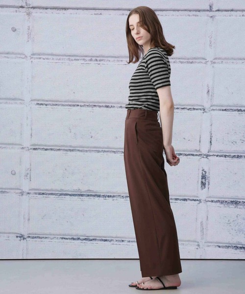 Apo(s)ture(アポスチャー)の「ARIA-008/ギャバストレッチハイウエストワイドパンツ(スラックス・レディース・グレー/ブラック/ベージュ/ブラウン・XS/S/M/L/XL)」の21枚目の写真