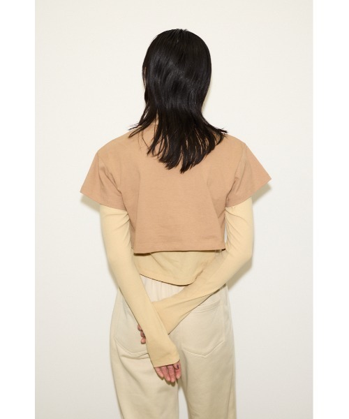 THROW by SLY(スローバイスライ)の「THROW 2P LAYERED TOPS ツーピー レイヤード トップス(Tシャツ/カットソー・レディース・ベージュ/ブラック・FREE)」の5枚目の写真