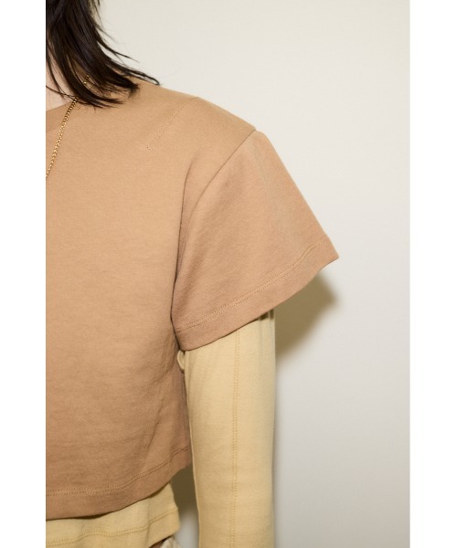 THROW by SLY(スローバイスライ)の「THROW 2P LAYERED TOPS ツーピー レイヤード トップス(Tシャツ/カットソー・レディース・ベージュ/ブラック・FREE)」の7枚目の写真