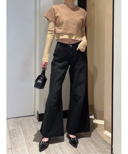 THROW by SLY(スローバイスライ)の「THROW 2P LAYERED TOPS ツーピー レイヤード トップス(Tシャツ/カットソー・レディース・ベージュ/ブラック・FREE)」の19枚目の写真