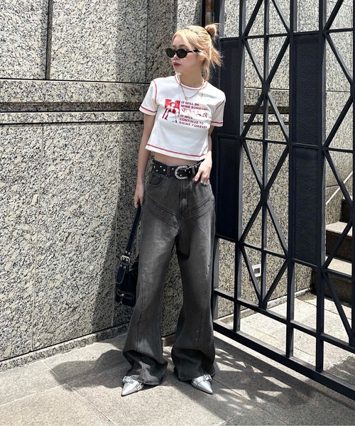 sedacle girl(セダクルガール)の「切り替えスタッズデニム(デニムパンツ・レディース・ライトブルー/ブラック・MEDIUM/SMALL)」の6枚目の写真