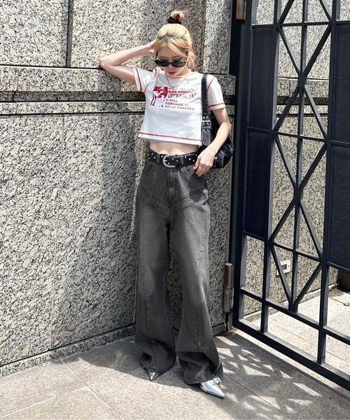sedacle girl(セダクルガール)の「切り替えスタッズデニム(デニムパンツ・レディース・ライトブルー/ブラック・MEDIUM/SMALL)」の7枚目の写真