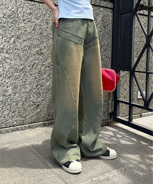 sedacle girl(セダクルガール)の「切り替えスタッズデニム(デニムパンツ・レディース・ライトブルー/ブラック・MEDIUM/SMALL)」の9枚目の写真