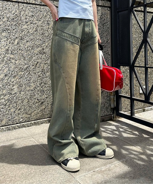 sedacle girl(セダクルガール)の「切り替えスタッズデニム(デニムパンツ・レディース・ライトブルー/ブラック・MEDIUM/SMALL)」の10枚目の写真
