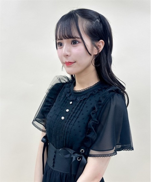 axes femme POETIQUE（アクシーズファムポエティック）の「フレア袖ドットドビーブラウス（シャツ/ブラウス・レディース・ブラック/キナリ/ホワイト/ラベンダー・MEDIUM）」の3枚目の写真