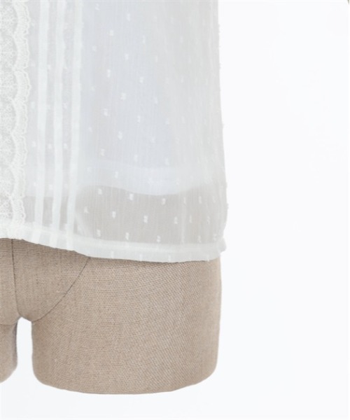 axes femme POETIQUE（アクシーズファムポエティック）の「フレア袖ドットドビーブラウス（シャツ/ブラウス・レディース・ブラック/キナリ/ホワイト/ラベンダー・MEDIUM）」の12枚目の写真