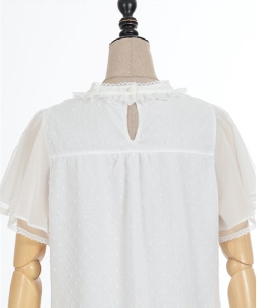 axes femme POETIQUE（アクシーズファムポエティック）の「フレア袖ドットドビーブラウス（シャツ/ブラウス・レディース・ブラック/キナリ/ホワイト/ラベンダー・MEDIUM）」の14枚目の写真