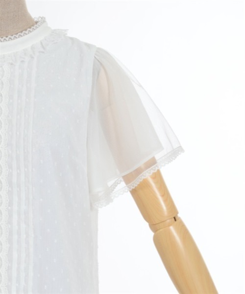 axes femme POETIQUE（アクシーズファムポエティック）の「フレア袖ドットドビーブラウス（シャツ/ブラウス・レディース・ブラック/キナリ/ホワイト/ラベンダー・MEDIUM）」の15枚目の写真