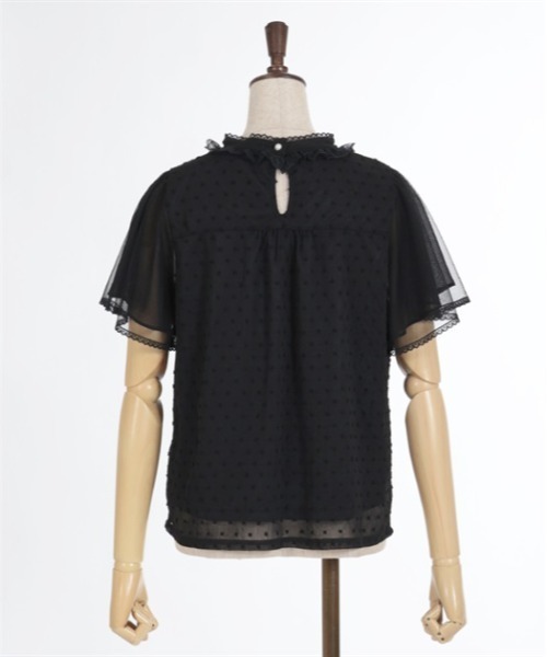 axes femme POETIQUE（アクシーズファムポエティック）の「フレア袖ドットドビーブラウス（シャツ/ブラウス・レディース・ブラック/キナリ/ホワイト/ラベンダー・MEDIUM）」の18枚目の写真