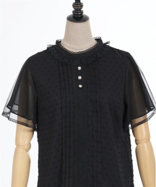 axes femme POETIQUE（アクシーズファムポエティック）の「フレア袖ドットドビーブラウス（シャツ/ブラウス・レディース・ブラック/キナリ/ホワイト/ラベンダー・MEDIUM）」の19枚目の写真