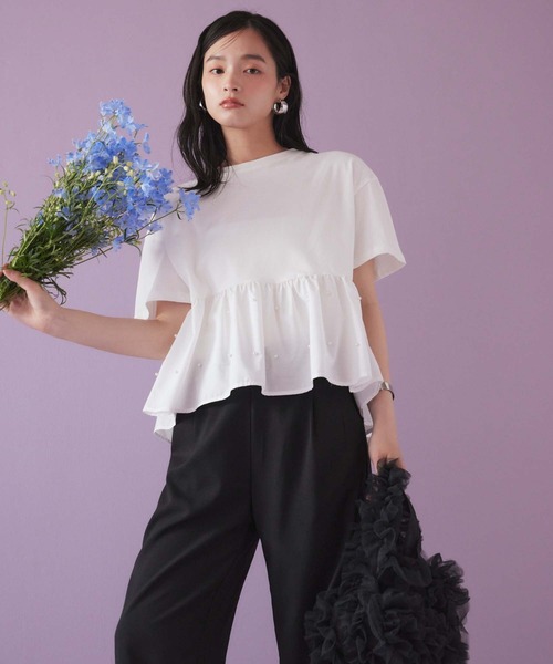 fifth(フィフス)の「ペプラムパールドッキングトップス(Tシャツ/カットソー・レディース・ホワイト/ブラック・M)」の11枚目の写真