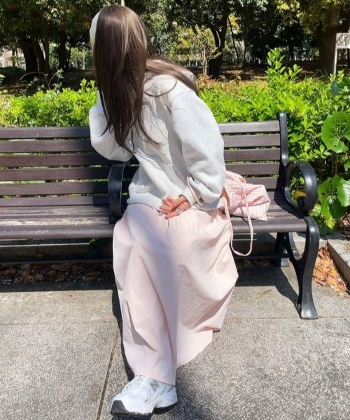 ISOOK(アイスー)の「ギャザーフレアスカート(comochi select) / ギャザースカート ロング Aライン ボリュームスカート(スカート・レディース・ピンク・FREE)」の6枚目の写真