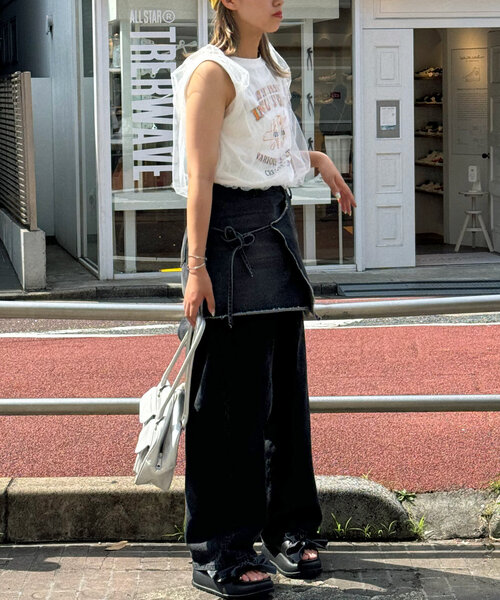 セール】チュールレイヤードノースリーブロゴTシャツ（Tシャツ
